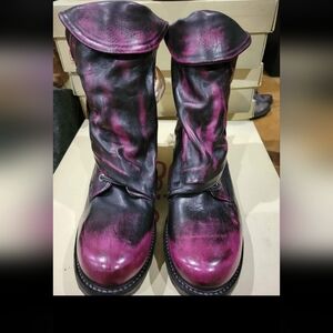 NIB A.S.98 Emerson Fushia black moto ankle boots size 40. Tons of Fushia color